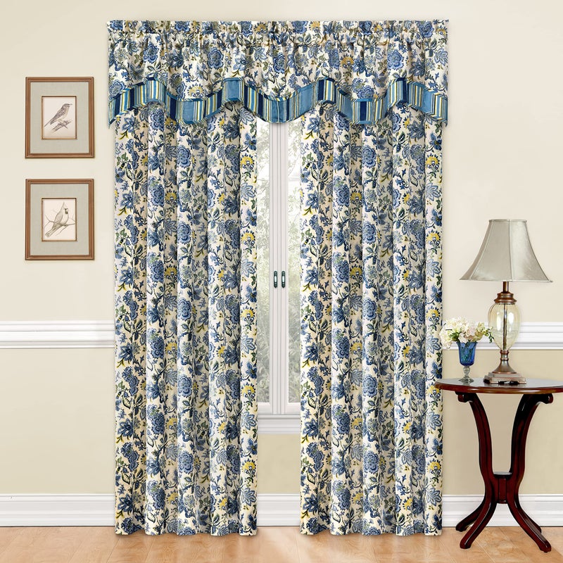 Waverly Navarra Farmhouse Scalloped Valance Rod Pocket Window Curtain for Kitchen or Bathroom, 52 in x 16 in, Porcelain - Image 3